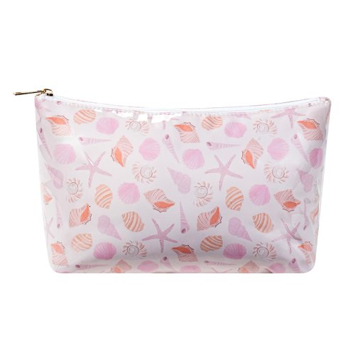 uekeboag Large Waterproof PVC Beach Pool Makeup Bag with Shell Pattern, Cute Cosmetic Accessories Pouch with Zipper, Coquette Carry-on Travel Toiletry Bag for Women Girls(07Shell)