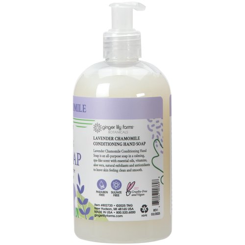 Ginger Lily Farms Botanicals Conditioning Liquid Hand Soap Refill, 100% Vegan & Cruelty-Free, Lavender Chamomile Scent, 12 Fl Oz (Pack of 6)