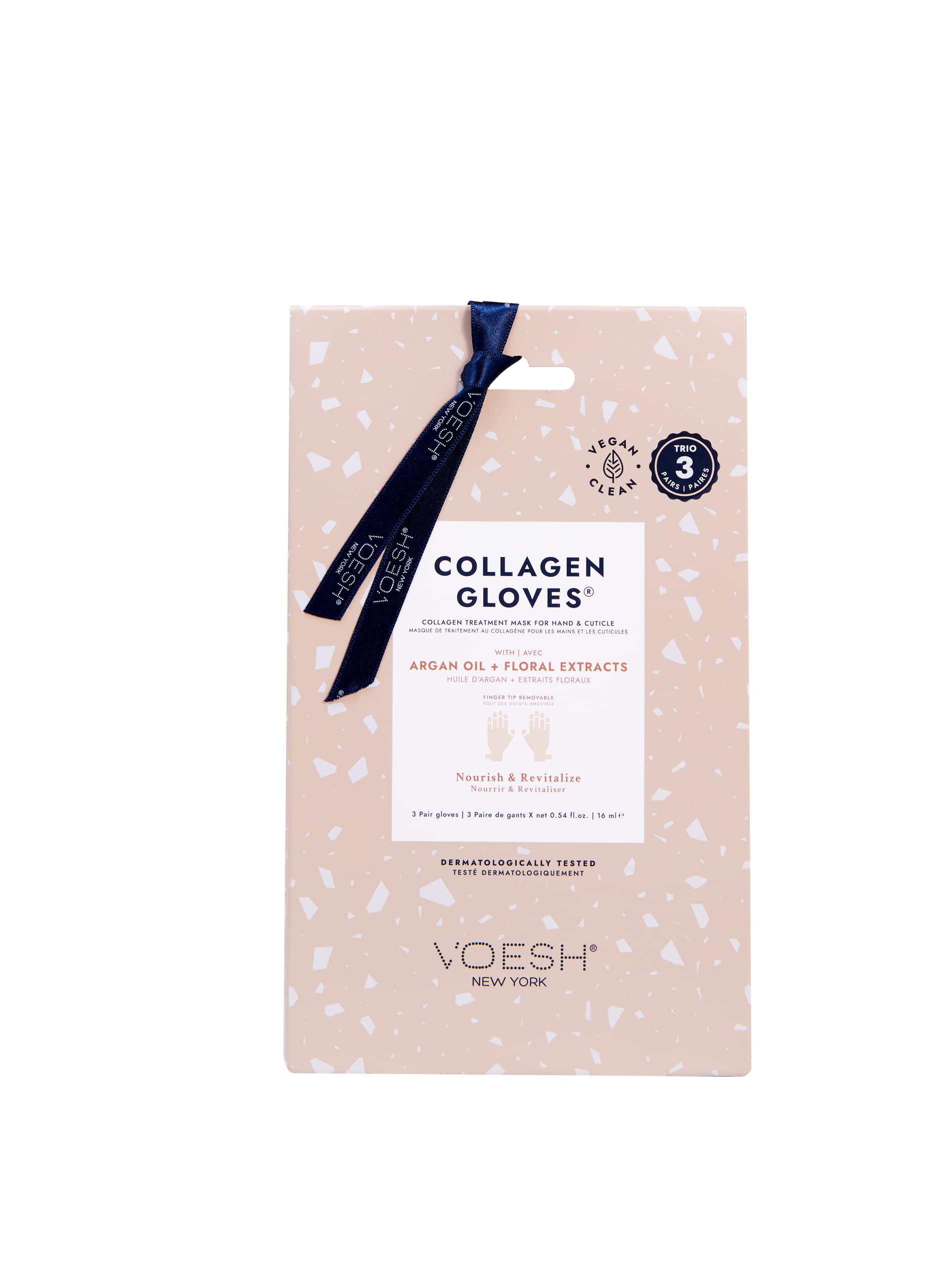 VOESH Collagen Gloves Trio, Vegan Hand Masks, 1 Pack of 3 pairs, Moisturizing Hand Mask, Lotion Gloves, Hydrating Gloves, Hand Care, Spa Manicure Gloves, Dry Hand Treatment