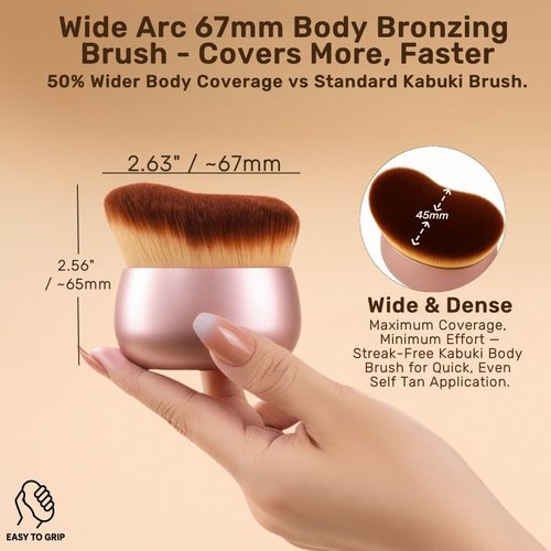 Self Tanner Brush | Extra Large Kabuki Applicator for Streak-Free Sunless Tanning & Body Foundation