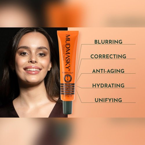 Mudmasky GlamCare POREfection Serum-Infused Primer - 30ml - Minimizes Pores Instantly - Hydrating Makeup Base - Nourishing Skin Care - Flawless Beauty with Long-Lasting Smooth Finish - Made in France