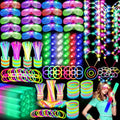 Glow in the Dark Party Supplies Set with LED Glasses, Foam Sticks & Headbands for Events