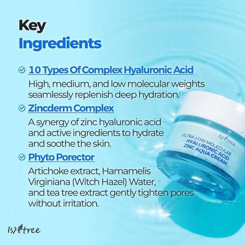IsNtree Ultra-Low Molecular Hyaluronic Acid Cream - Hydrating & Cooling 80ml | Korean Skincare