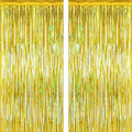 Gold Tinsel Foil Fringe Curtains - 2 Pack, 3.28 ft x 6.6 ft Party Backdrop