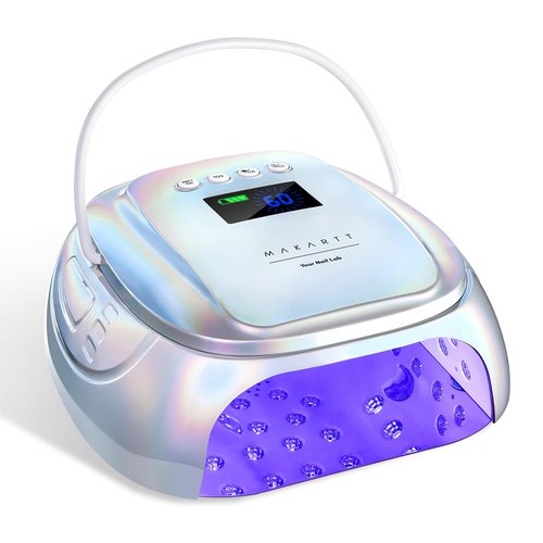 Makartt UV Nail Lamp – 30W Fast Curing UV Light with Handle Rechargeable Cordless Nail Dryer for Gel Nail Polish with 45 Beads Dual Lights 4 Timers LCD Smart Sensor for Nail Art Design(Plating Silver)