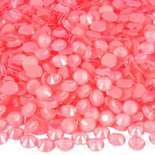 Blinginbox Flatback Rhinestones Round Gems, 1440pcs Luminous Series Glass Stones Neon Gems Non Hotfix Crystal Rhinestones for Nail Charms Crafts Clothes Tumblers,Living Coral Neon,SS20.