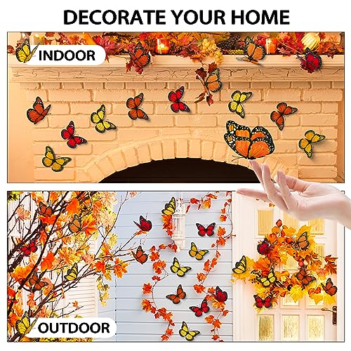Hommtina 40 Pcs Monarch Butterfly Wall Decor - Orange-Yellow Mixed