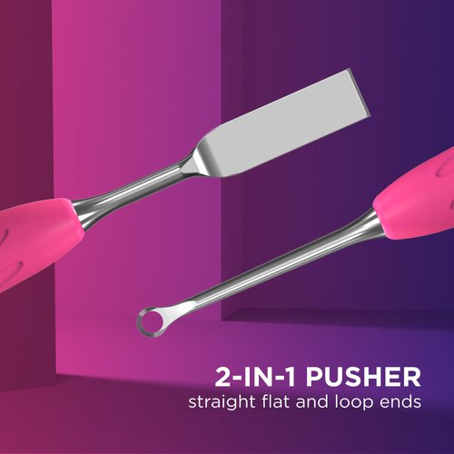 Staleks Pro UNIQ 11 Gummy Pusher Type 1 – Silicone Handle – Straight Flat and Loop Ends – For Manicure and Pedicure