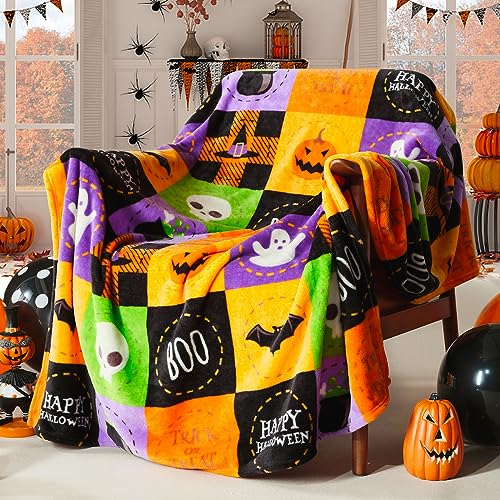 Ghost Halloween Fleece Throw Blanket 50x60 Inches - Soft & Cozy Fall Decor