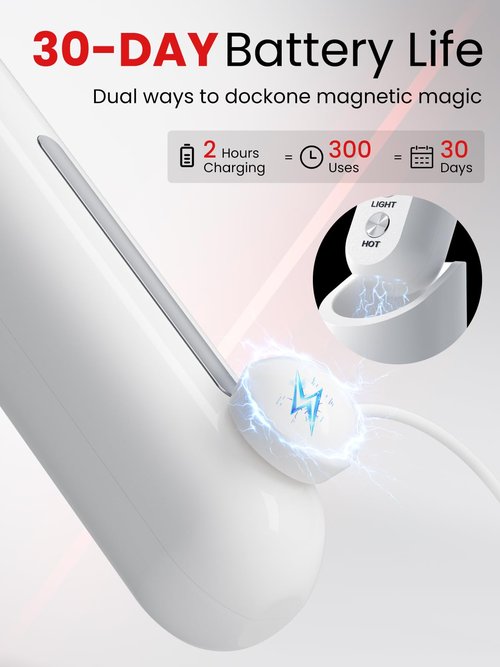 Rantxiny Face Massager Portable Charging Dock, Red Light Therapy for Face and Neck, 3 Heat Settings, Vibrating Face Massage, 9-Color & 30-Day Battery | Home Spa Travel Skincare - White