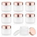 8 Pcs 60g/2oz Cream Jars Glass Cosmetic Containers Empty Glass Sample Jars with Leakproof Lids for Makeup Lotion Eye Creams Scrub Home Travel - Frosted