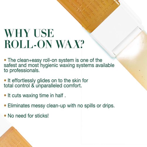 Clean + Easy Original Roll On Wax – Small Wax Refill Cartridges for Hair Removal, Fast & Easy Roll On Applicator for Face, Brows & Delicate Areas, 3 Pack