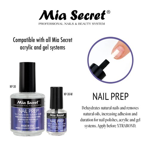 Mia Secret Nail Prep Dehydrator & XtraBond Acid-Free Primer - pH Balanced 0.5 oz