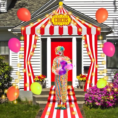 Lighted Carnival Entrance Decoration Set - Circus Party Supplies, Banners, Carpet & LED Lights