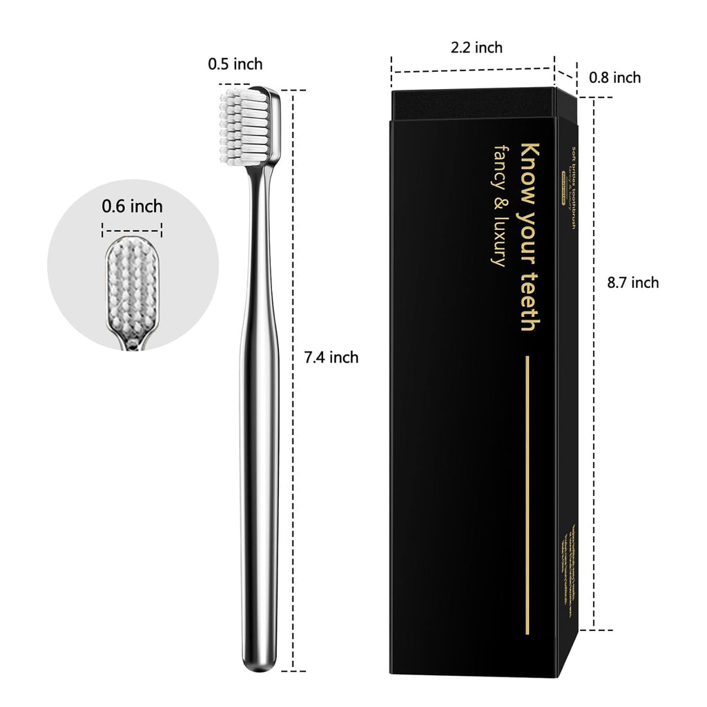Z-VAPRESS Luxury Silver Manual Toothbrush - Soft Bristles for Sensitive Teeth | Elegant Electroplated Design