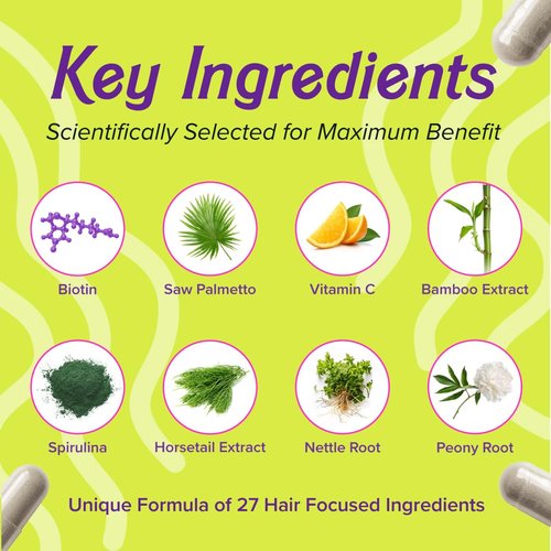 Luvly Hair Growth Booster+ Natural Hair Growth Vitamins for Women with Thinning Hair - Biotin & Vitamin Supplements with Plant Based Complex for Thickening, Longer, Stronger Hair Skin Nails - Non-GMO