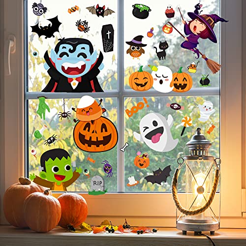 6 Sheet Halloween Window Clings - Cute Spooky Stickers for Kids & Home Decor