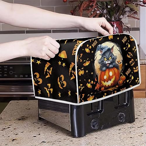 Toaster Cover 4 Slice Ghost Pumpkin Cat Dustproof Kitchen Appliance Protector - Halloween Decor