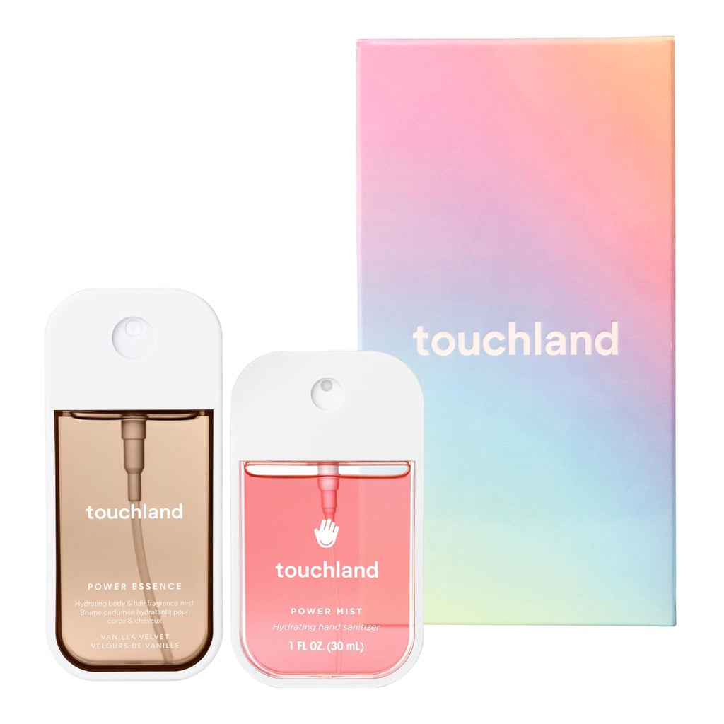 Touchland Sweet Rush - Hydrating Vanilla Velvet Body & Hair Mist | Wild Watermelon Hand Sanitizer Spray - Travel Size Gift Set