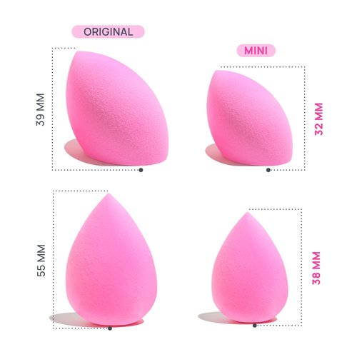 AOA Studio Mini Makeup Sponge Set - Latex-Free, High-Definition Blenders for Powder & Cream | 6 Super Soft Sponges (Pink)