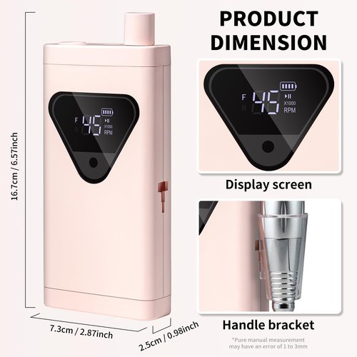 Professional Cordless Nail Drill Kits 45000RPM Electric Nail File for Acrylic Nails Removing and Polishing Gel Nails Lightweight and Easy to Use Ideal for Home and Salon Manicure Pedicure (Pink)