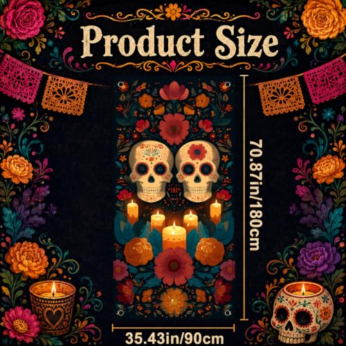Day of the Dead Door Cover 71x35 Inch Sugar Skull Decor - Variation of Sugar Skull