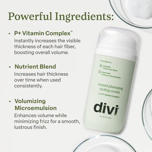 Divi Strand Styling Cream - Hair Thickening Treatment for Fine Hair | Volumizing & Frizz Control