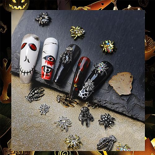 Halloween Nail Charms Kit 36pcs Spider Skull Rhinestones for Nail Art - Variation KIT1