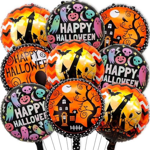 VoVanrola 9PCS Halloween Balloon Set, Ghost Spider Silhouette Foil Balloons - D