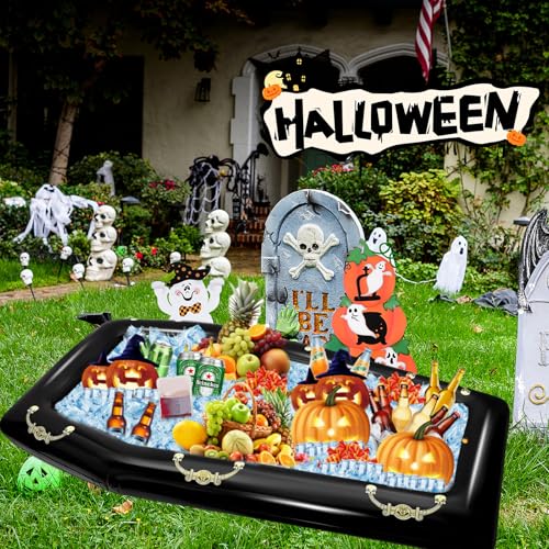 Inflatable Coffin Drink Cooler - 52 Inch Halloween Party Ice Bucket Prop