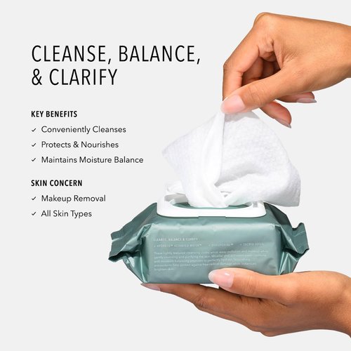 HydroPeptide HydroActive Cleanser, Micellar Facial Cloths, Cleanses Makeup, Dirt, and Excess Oil and Hydrates, 1 Pack (30 Cloths)