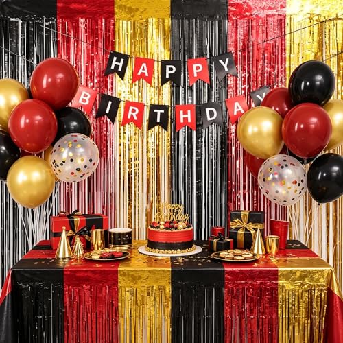 Magical Red Black Gold Halloween Birthday Decorations Set - Party Supplies