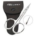Melwey Eyebrow Scissors & Small Cuticle Scissors, 3.7 Inches – Curved Blade Manicure TSA Scissors, Stainless Steel for Eyelashes, Facial Hair, Pubic Hair, Men’s Moustache & Beard