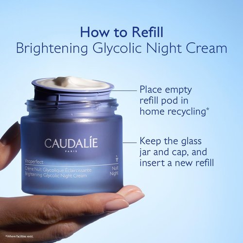 Caudalie Vinoperfect Night Cream - Dark Spot Brightening Glycolic Formula | Refillable 50 mL