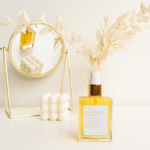 Bonblissity Nourishing Body Oil - Citrus Scented, Non-Greasy Hydrating Moisturizer | 2oz Travel Size for Dry Skin