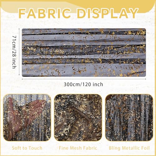 Black Gold 6-Piece 10FT Sheer Gauze Chiffon Tulle Sequin Table Runner Set
