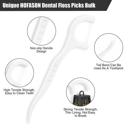 HOFASON 500 Count Individually Wrapped Floss Picks Dental Floss Sticks Bulk, Travel Flossers Oral Care Teeth Clean for Hotel Restaurant Office, Wedding Basket Supplies and Guest Bathroom Essentials
