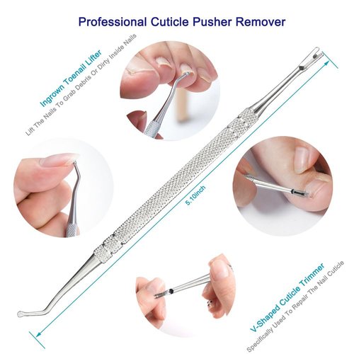 Pingispower 7PCS Professional Cuticle Nippers with Cuticle Pusher Set, Stainless Steel Cuticle Trimmer and Nail File for Women Fingernail Manicure Tools Kit at Home Salon