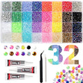 32 Colors 3mm Jelly Rhinestones Bedazzling Kit - 45,000pcs Craft Supplies with Glue & Tools