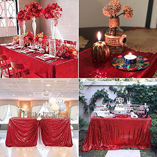 Red Sequin Round Tablecloth 108 Inch Sparkle Party Cover - Variation: Red / 108"