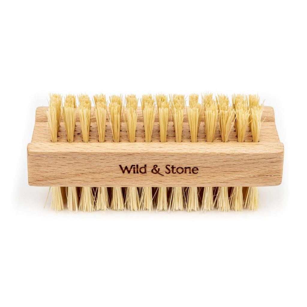 Wild & Stone | Wooden Nail Brush | Double-Sided Natural Sisal Fingernail and Toenail Brush | FSC Certified Beechwood & Sisal Fibres | Vegan & Plastic Free (One Size, 2, Count)