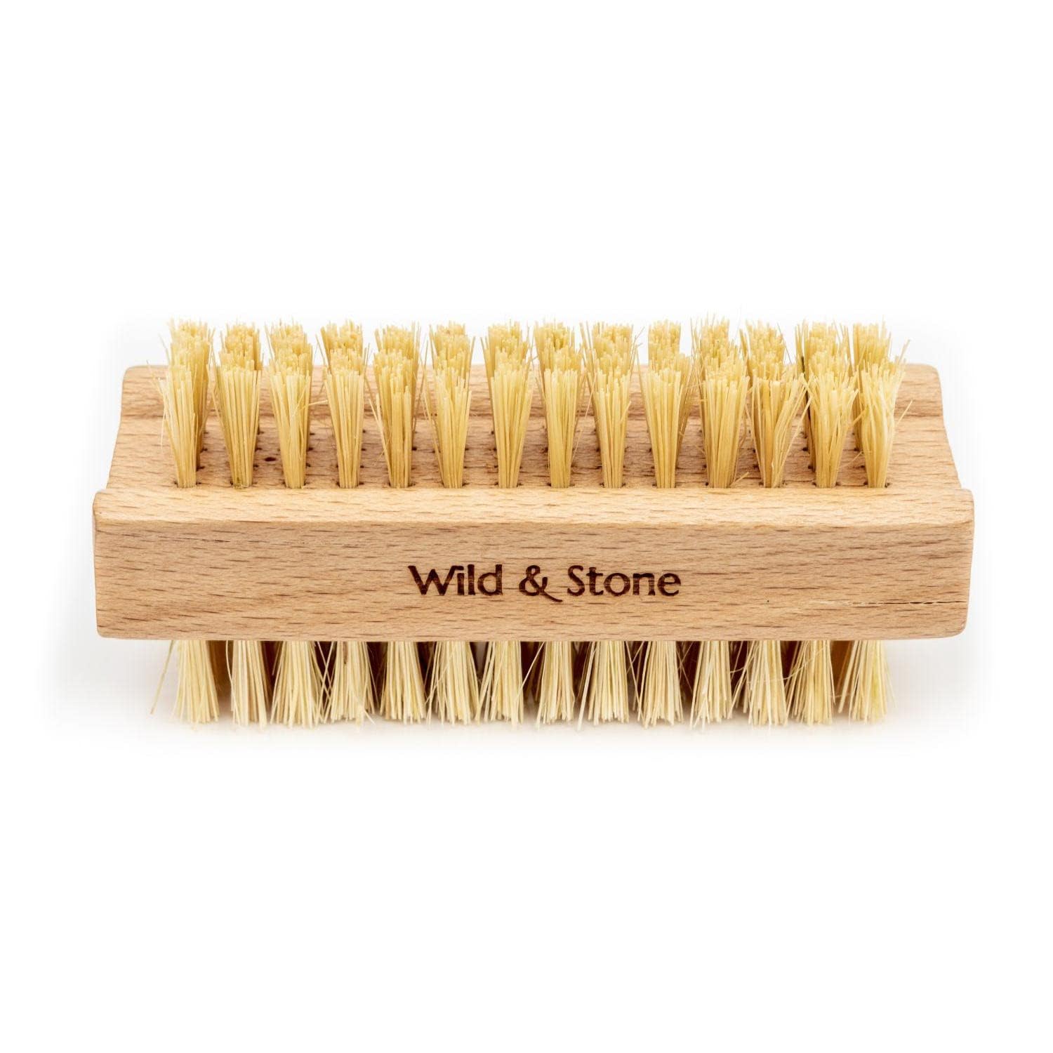 Wild & Stone | Wooden Nail Brush | Double-Sided Natural Sisal Fingernail and Toenail Brush | FSC Certified Beechwood & Sisal Fibres | Vegan & Plastic Free (One Size, 2, Count)
