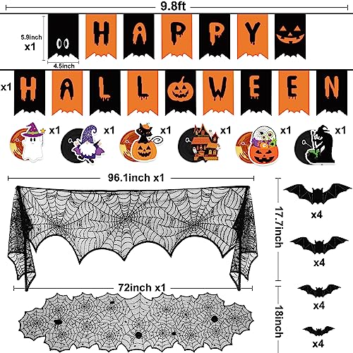 Halloween Decorations Indoor Festive Decor Banner Set with Bat Stickers