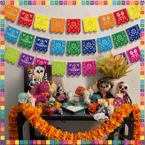 Mini Dia De Los Muertos Papel Picado Banner - 54 Vivid Mexican Party Flags