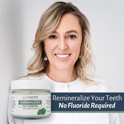 Living Well with Dr. Michelle Remineralizing Tooth Powder | Fluoride-Free Hydroxyapatite Formula | Supports Enamel Strength & Oral Wellness | Safe, Clean Ingredients | Cool Mint Flavor