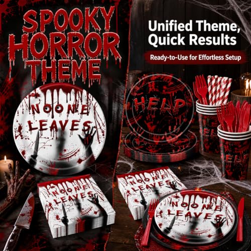Halloween Party Supplies 24 Guests Dinnerware Set - Horror Themed, Edgy Design, Variation: Halloween 01