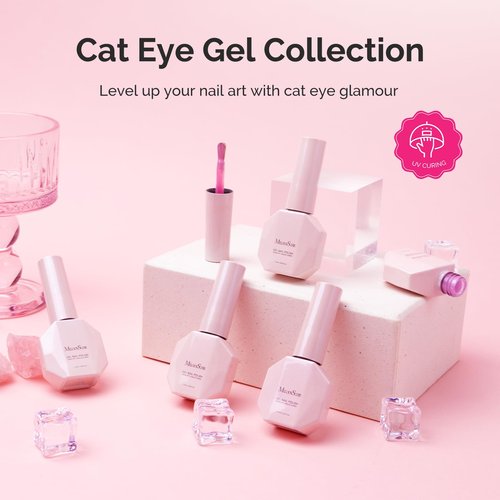 MelodySusie Pink Gem Cat Eye Gel Set Cat Eye Gel Nail Polish Set 6 Pcs, 0.26 Fl Oz Glitter Holographic Magnetic Nail Polish with Magnet, UV Nail Polish for Nail Art Manicure Salon DIY at Home