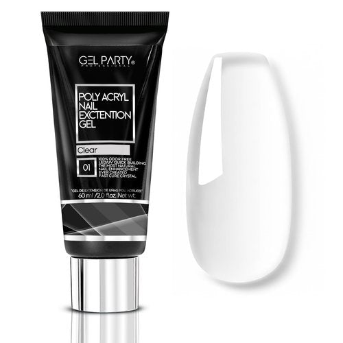 GELPARTY Clear Poly Nail Gel 60g – Ultra-Transparent Builder Gel for Nail Extensions, 3D Molding & Sculpting, Strong & Long-Lasting Soak-Off UV/LED Gel, Professional Salon & DIY Nail Art