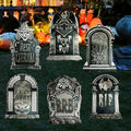 23.62in Halloween Tombstones Set of 5 | Large Plastic Graveyard Decorations for Yard Outside - Assembly Required