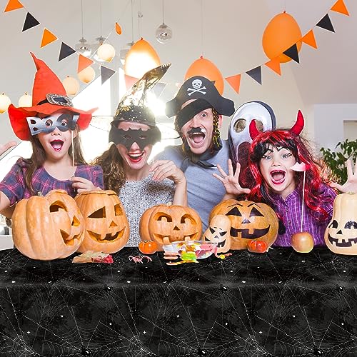 Halloween Spider Webs Disposable Tablecloths - 3 Pack, 54x108 Inches - Halloween Party Decorations